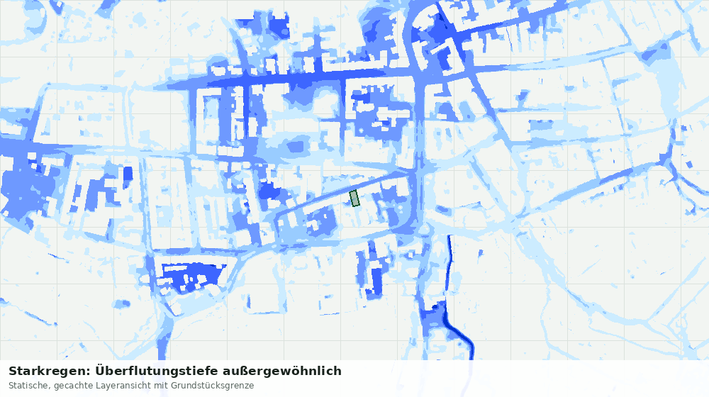Statische Kartenansicht: Starkregen: Überflutungstiefe außergewöhnlich