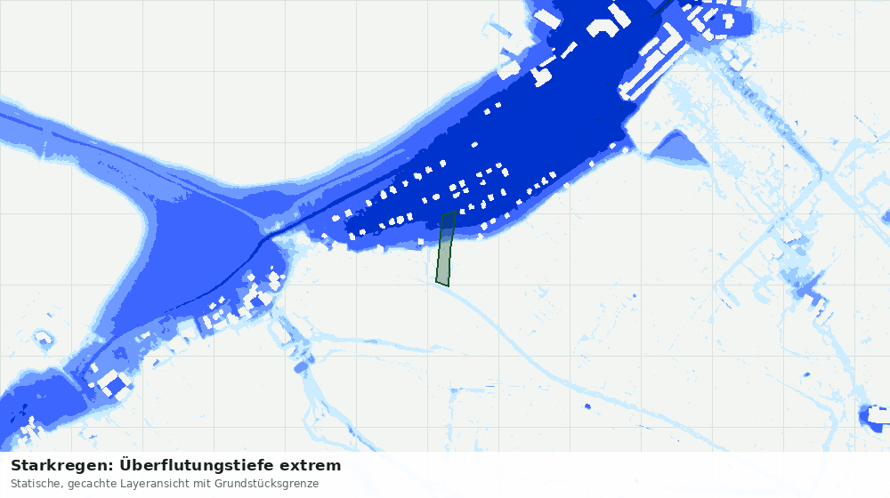 Statische Kartenansicht: Starkregen: Überflutungstiefe extrem