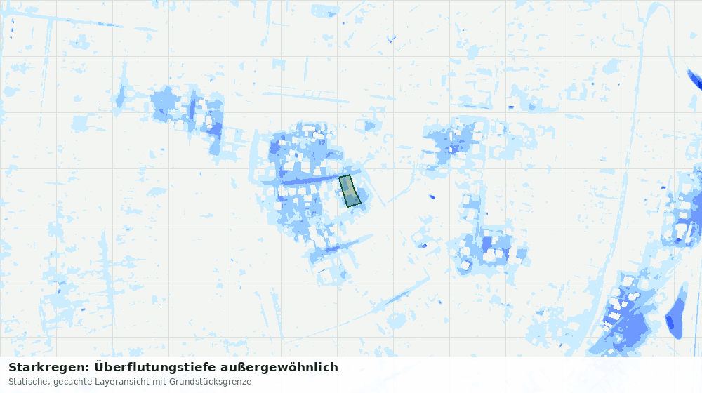 Statische Kartenansicht: Starkregen: Überflutungstiefe außergewöhnlich