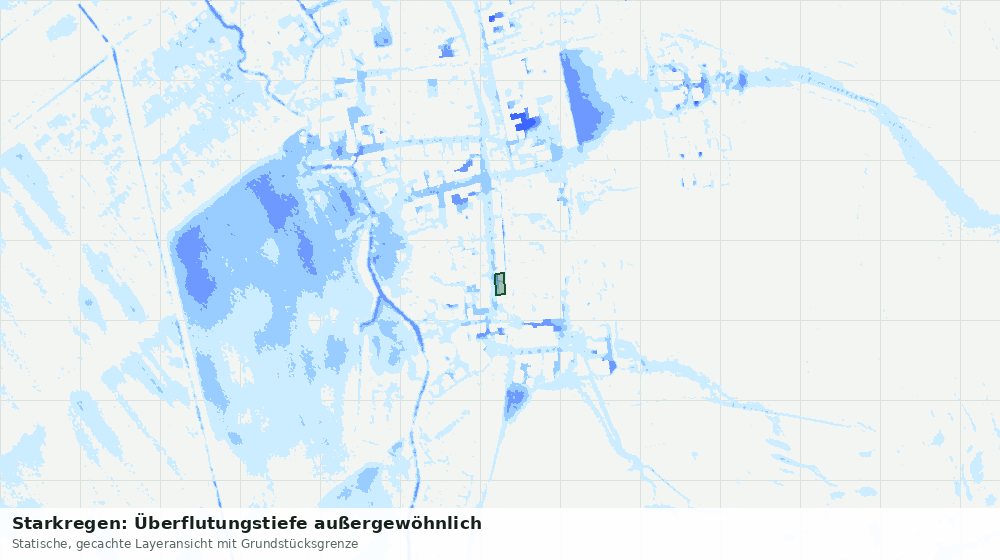 Statische Kartenansicht: Starkregen: Überflutungstiefe außergewöhnlich