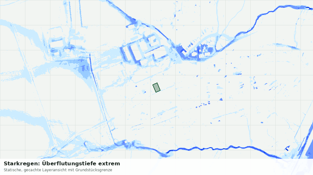 Statische Kartenansicht: Starkregen: Überflutungstiefe extrem