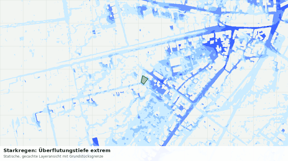 Statische Kartenansicht: Starkregen: Überflutungstiefe extrem