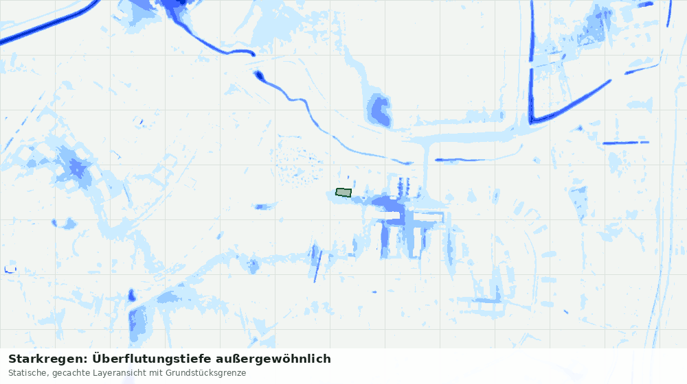 Statische Kartenansicht: Starkregen: Überflutungstiefe außergewöhnlich