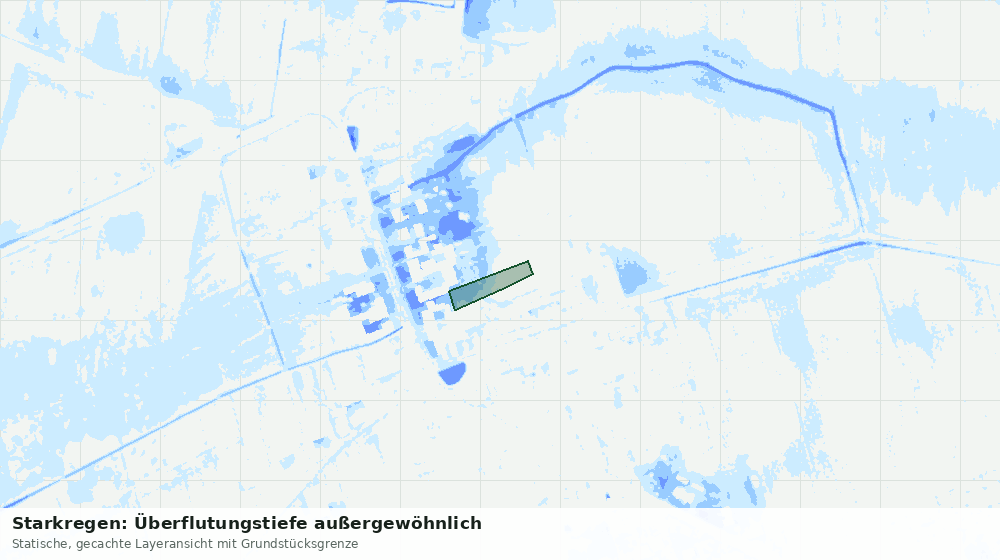 Statische Kartenansicht: Starkregen: Überflutungstiefe außergewöhnlich