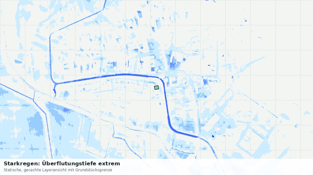 Statische Kartenansicht: Starkregen: Überflutungstiefe extrem