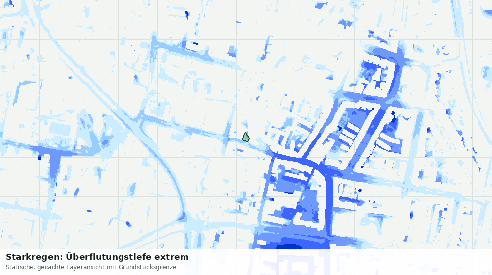 Statische Kartenansicht: Starkregen: Überflutungstiefe extrem