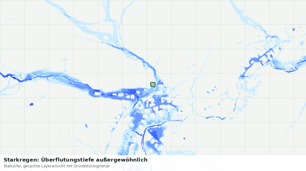 Statische Kartenansicht: Starkregen: Überflutungstiefe außergewöhnlich