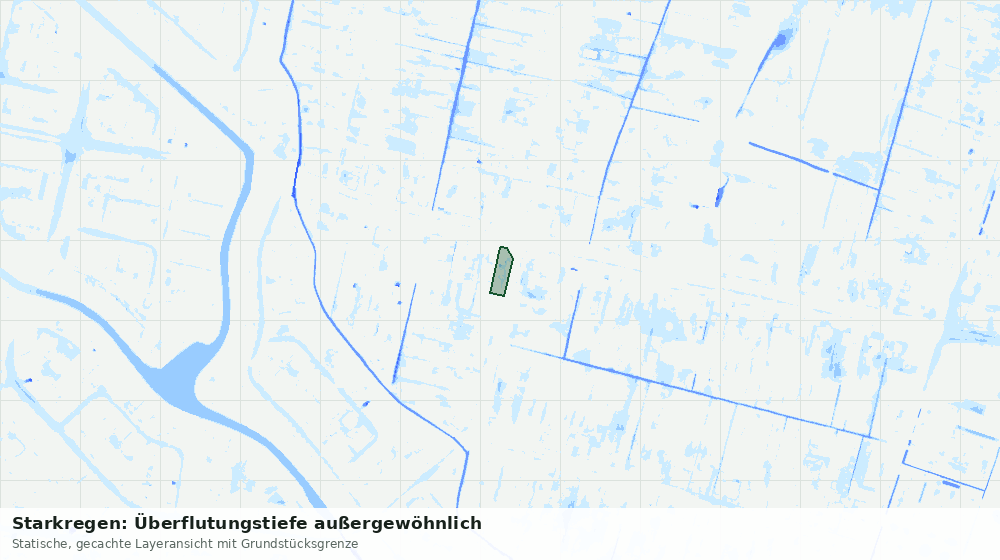 Statische Kartenansicht: Starkregen: Überflutungstiefe außergewöhnlich