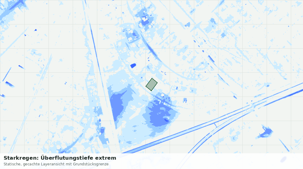 Statische Kartenansicht: Starkregen: Überflutungstiefe extrem