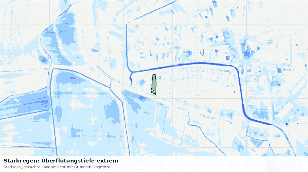 Statische Kartenansicht: Starkregen: Überflutungstiefe extrem