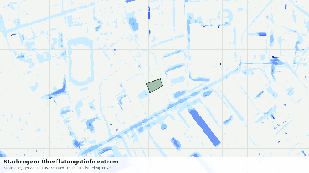 Statische Kartenansicht: Starkregen: Überflutungstiefe extrem