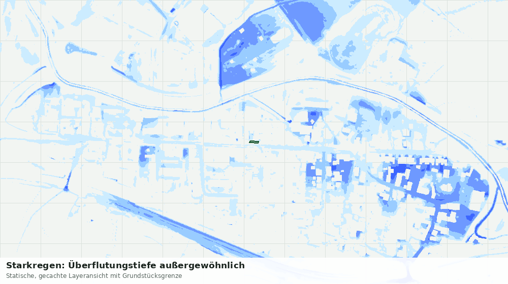 Statische Kartenansicht: Starkregen: Überflutungstiefe außergewöhnlich