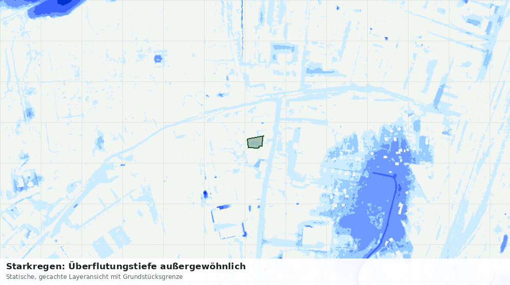 Statische Kartenansicht: Starkregen: Überflutungstiefe außergewöhnlich