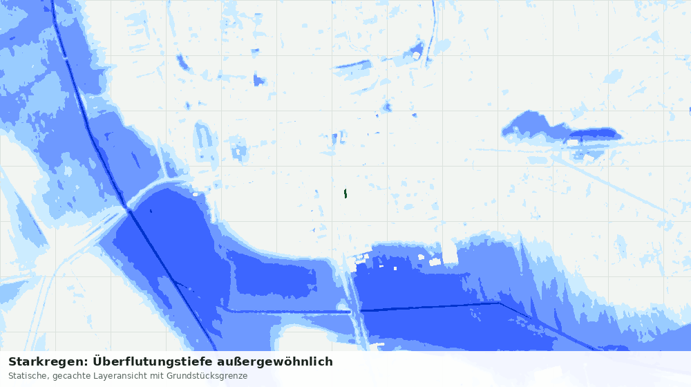 Statische Kartenansicht: Starkregen: Überflutungstiefe außergewöhnlich