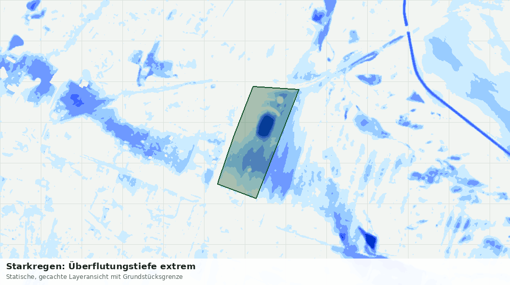 Statische Kartenansicht: Starkregen: Überflutungstiefe extrem
