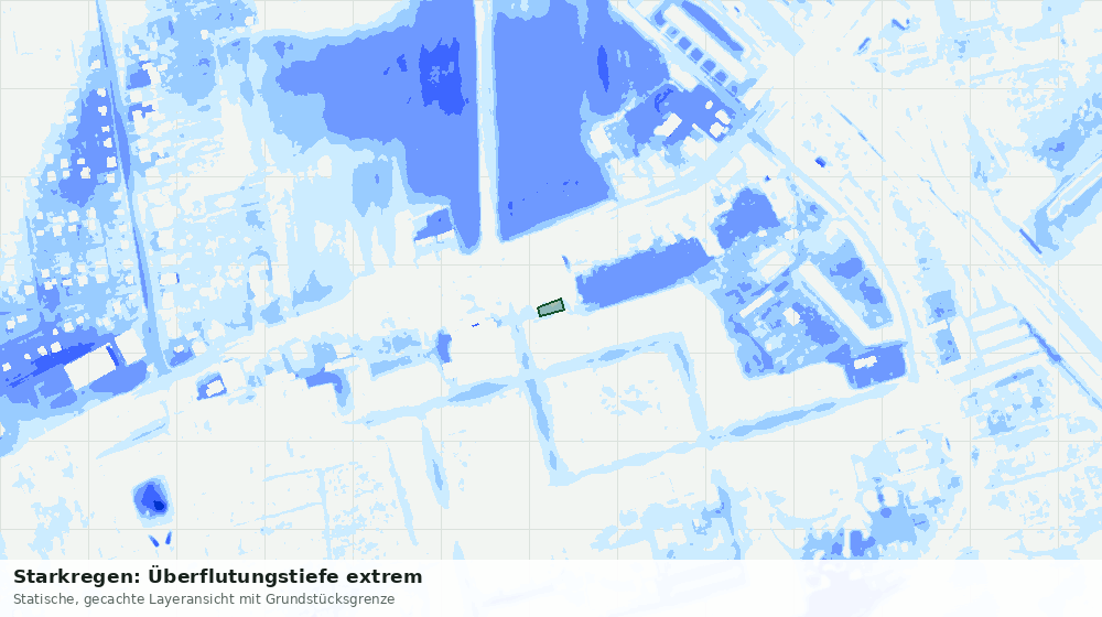 Statische Kartenansicht: Starkregen: Überflutungstiefe extrem