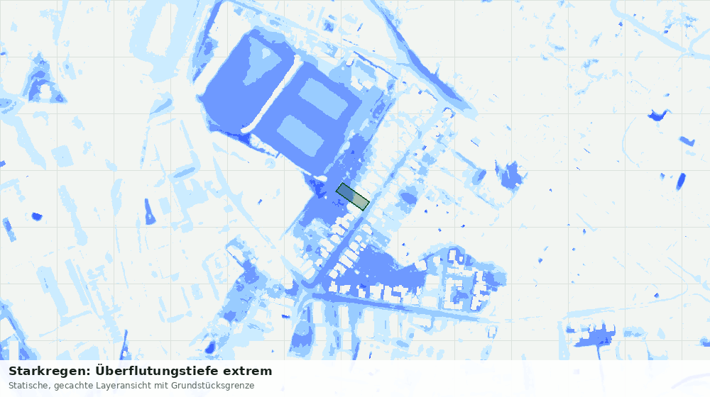 Statische Kartenansicht: Starkregen: Überflutungstiefe extrem