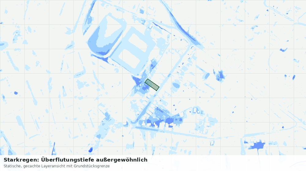 Statische Kartenansicht: Starkregen: Überflutungstiefe außergewöhnlich