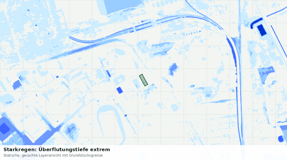 Statische Kartenansicht: Starkregen: Überflutungstiefe extrem