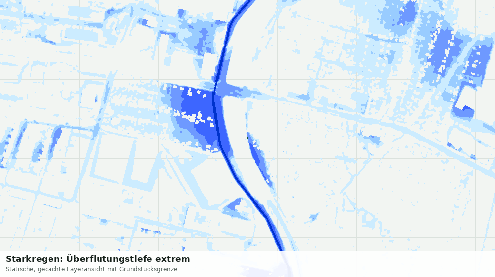 Statische Kartenansicht: Starkregen: Überflutungstiefe extrem