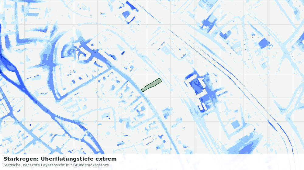 Statische Kartenansicht: Starkregen: Überflutungstiefe extrem
