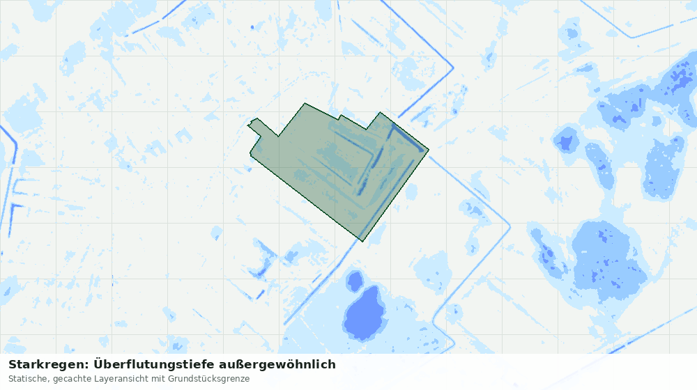 Statische Kartenansicht: Starkregen: Überflutungstiefe außergewöhnlich