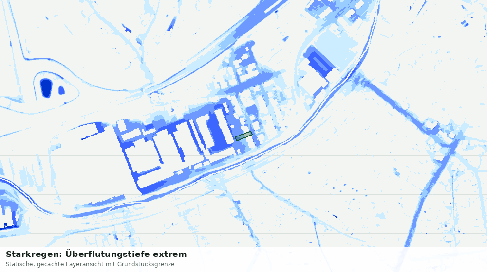 Statische Kartenansicht: Starkregen: Überflutungstiefe extrem