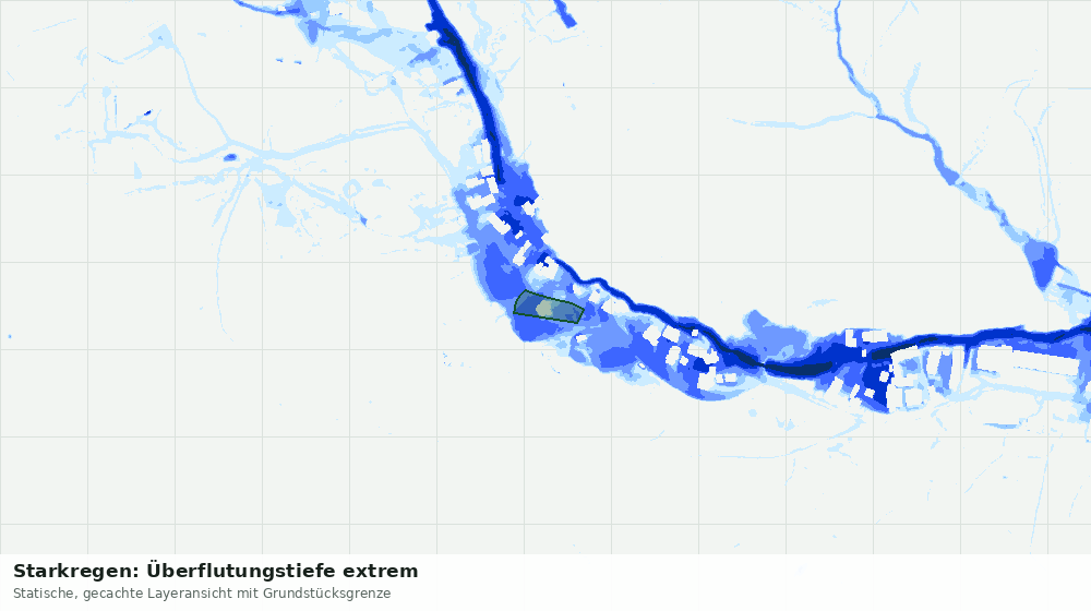 Statische Kartenansicht: Starkregen: Überflutungstiefe extrem