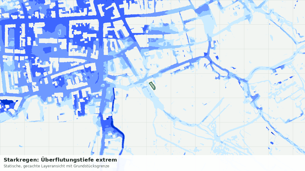 Statische Kartenansicht: Starkregen: Überflutungstiefe extrem