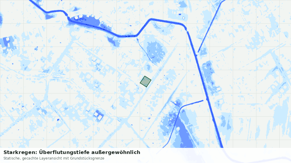 Statische Kartenansicht: Starkregen: Überflutungstiefe außergewöhnlich