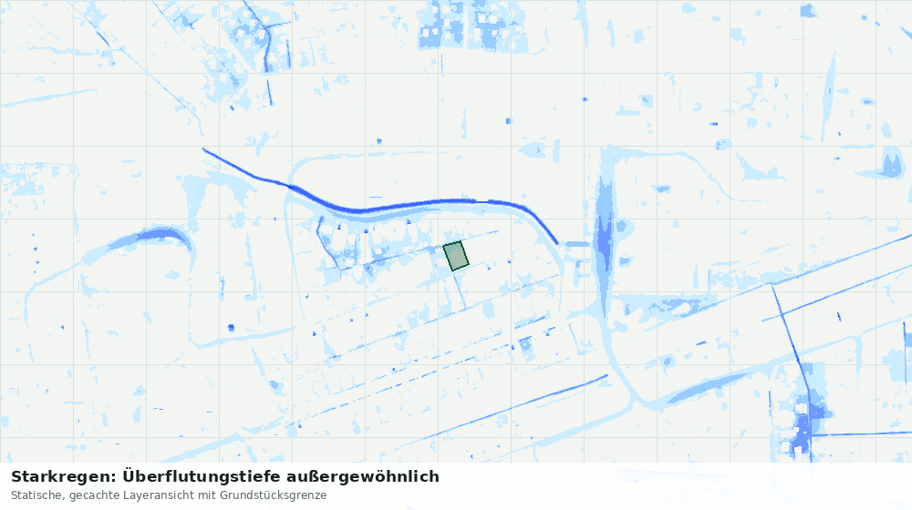 Statische Kartenansicht: Starkregen: Überflutungstiefe außergewöhnlich