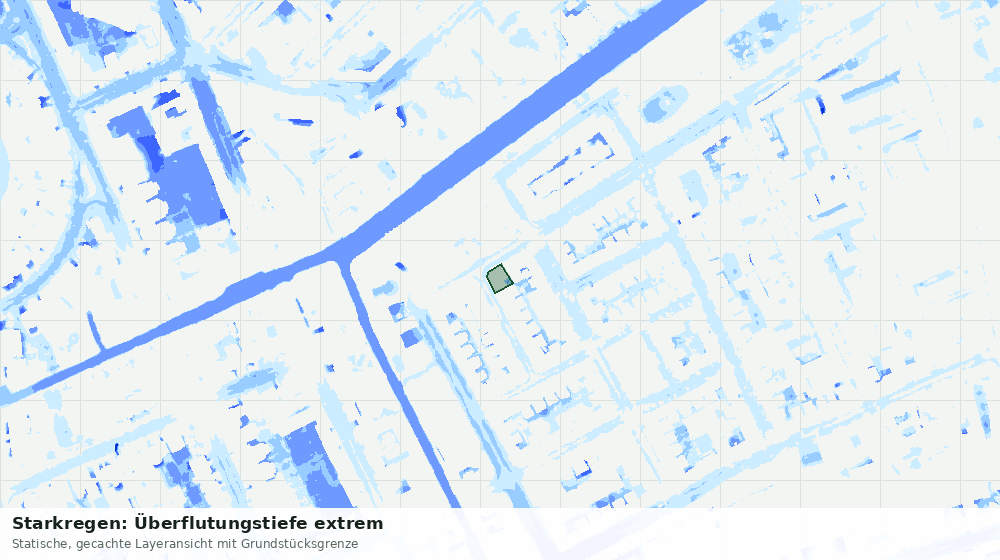 Statische Kartenansicht: Starkregen: Überflutungstiefe extrem