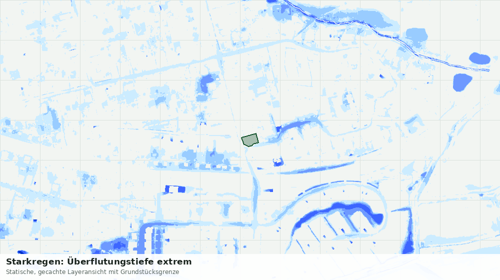 Statische Kartenansicht: Starkregen: Überflutungstiefe extrem