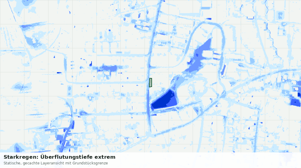 Statische Kartenansicht: Starkregen: Überflutungstiefe extrem