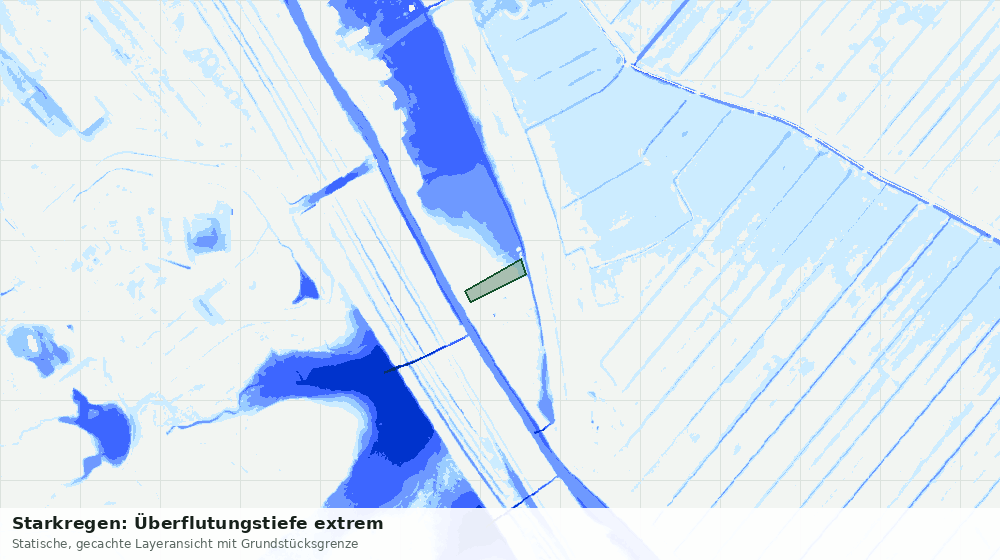 Statische Kartenansicht: Starkregen: Überflutungstiefe extrem