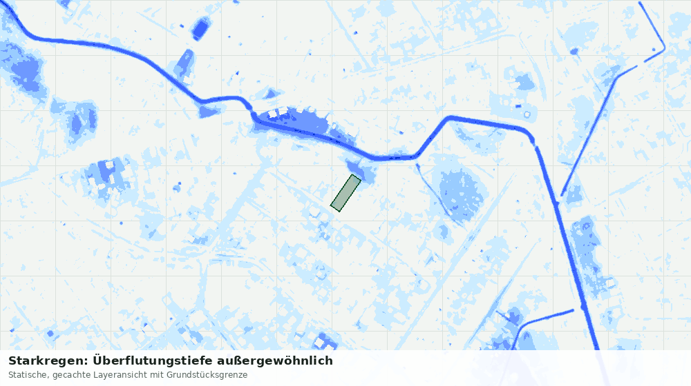 Statische Kartenansicht: Starkregen: Überflutungstiefe außergewöhnlich