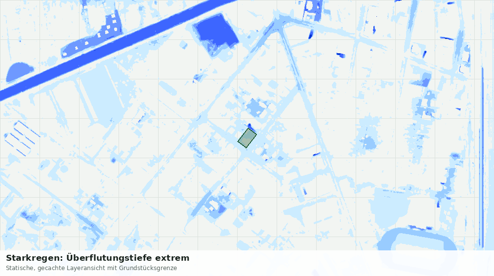 Statische Kartenansicht: Starkregen: Überflutungstiefe extrem