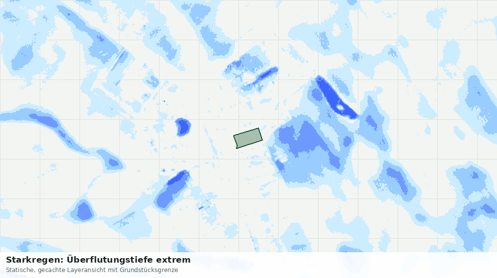 Statische Kartenansicht: Starkregen: Überflutungstiefe extrem
