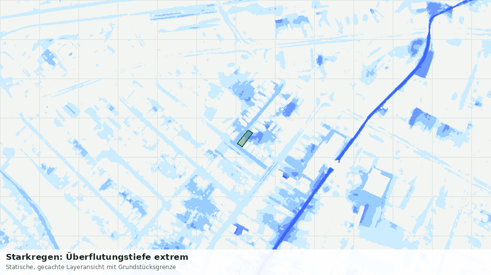 Statische Kartenansicht: Starkregen: Überflutungstiefe extrem