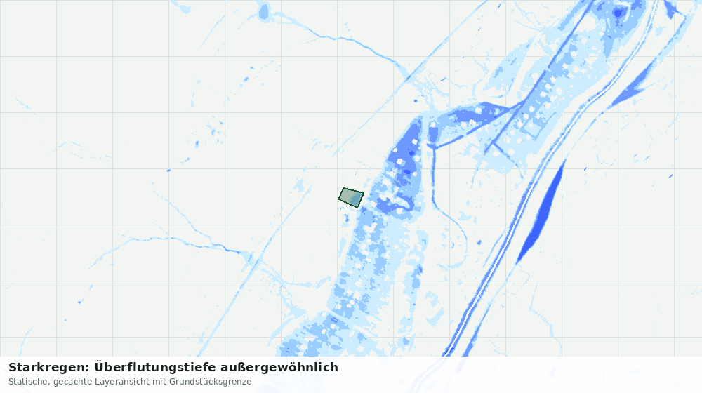 Statische Kartenansicht: Starkregen: Überflutungstiefe außergewöhnlich