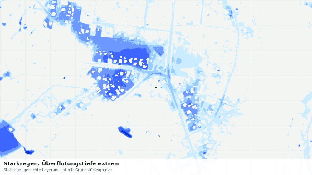 Statische Kartenansicht: Starkregen: Überflutungstiefe extrem