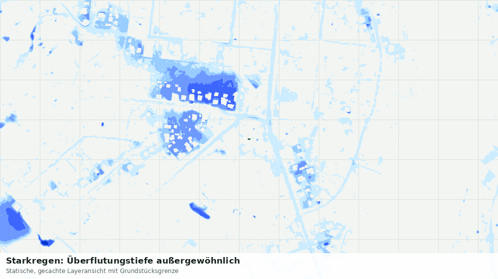 Statische Kartenansicht: Starkregen: Überflutungstiefe außergewöhnlich