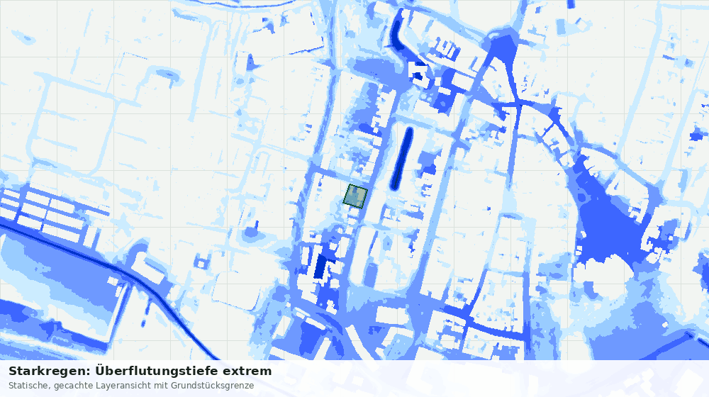 Statische Kartenansicht: Starkregen: Überflutungstiefe extrem
