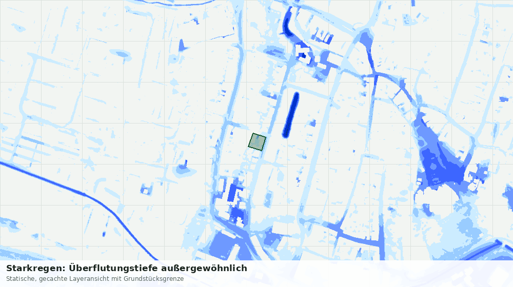 Statische Kartenansicht: Starkregen: Überflutungstiefe außergewöhnlich