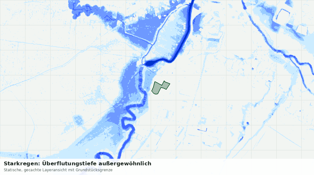 Statische Kartenansicht: Starkregen: Überflutungstiefe außergewöhnlich