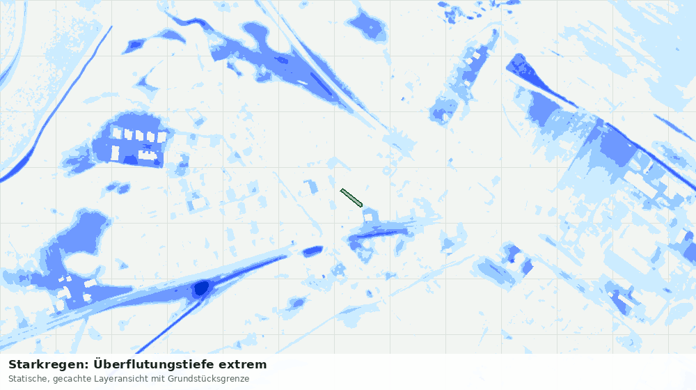 Statische Kartenansicht: Starkregen: Überflutungstiefe extrem