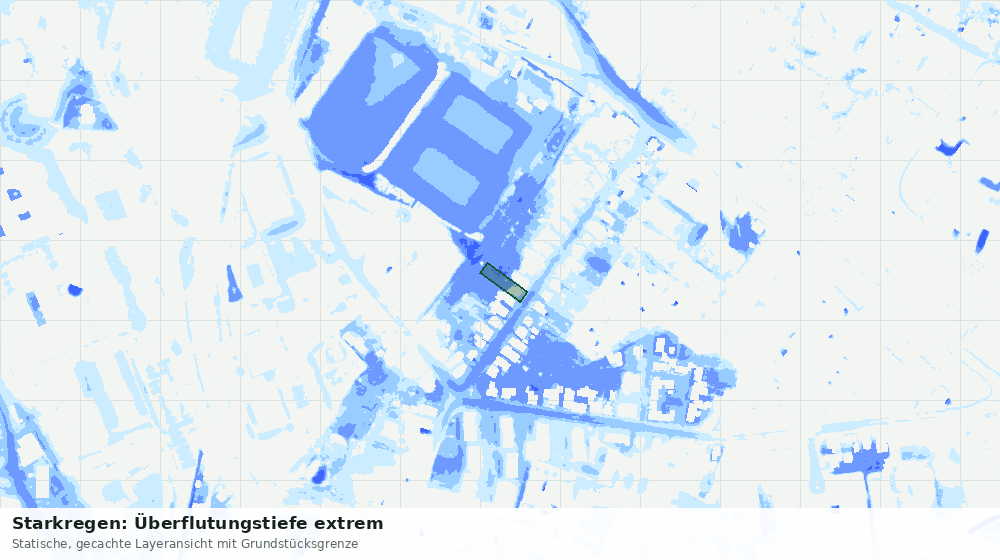Statische Kartenansicht: Starkregen: Überflutungstiefe extrem