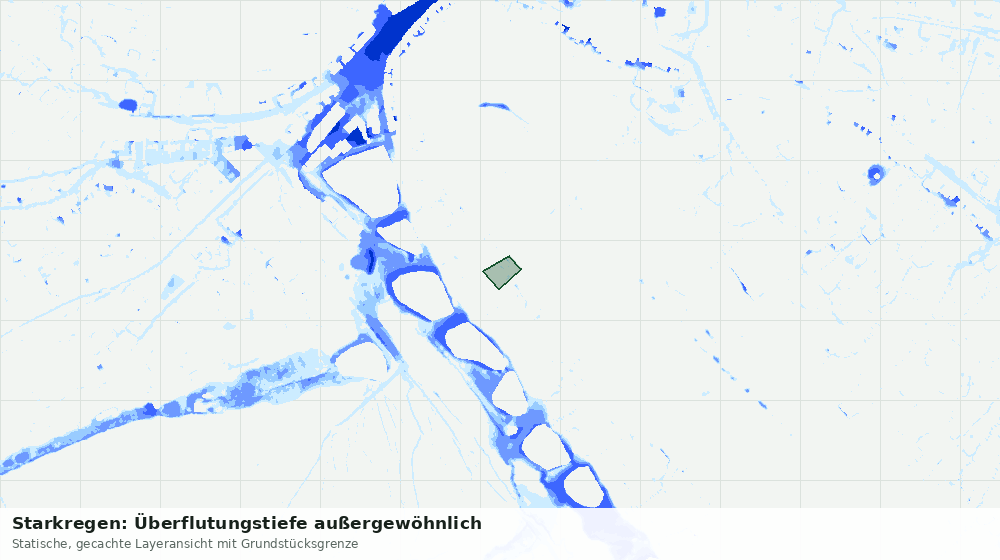 Statische Kartenansicht: Starkregen: Überflutungstiefe außergewöhnlich