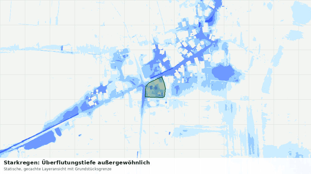 Statische Kartenansicht: Starkregen: Überflutungstiefe außergewöhnlich