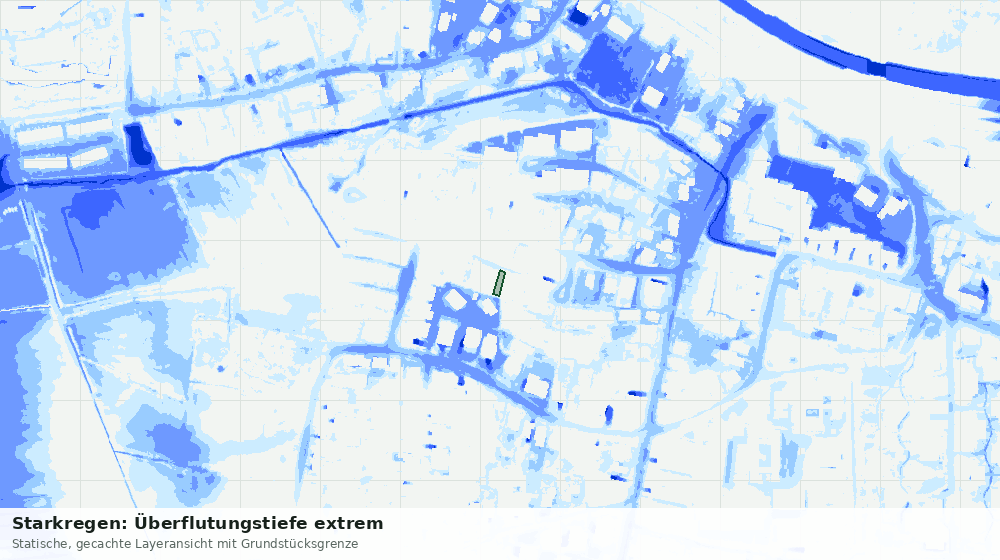 Statische Kartenansicht: Starkregen: Überflutungstiefe extrem